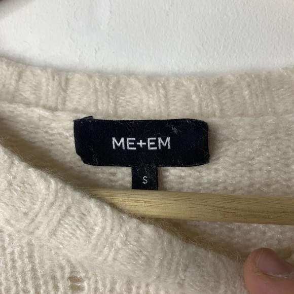 ME+EM Women's Jumper S White Cashmere with Silk Round Neck Pullover - Picture 3 of 12